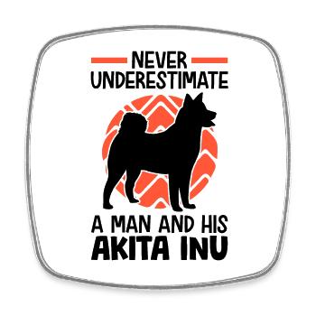 Woman with Akita Inu Japanese Spitz - Square fridge magnet - white - Front
