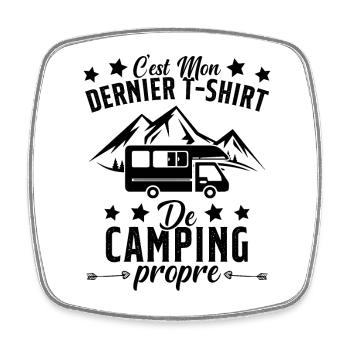 Mon Dernier T-shirt de Camping Cadeau - Magnet carré - blanc - Devant