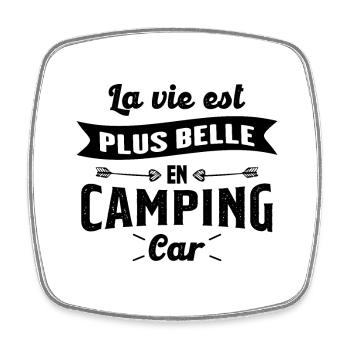 La vie est plus belle en Camping-car humour cadeau - Magnet carré - blanc - Devant