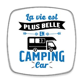 La vie est plus belle en Camping-car humour cadeau - Magnet carré - blanc - Devant