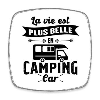 La vie est plus belle en Camping-car humour cadeau - Magnet carré - blanc - Devant