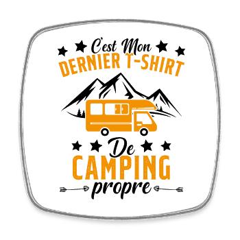 Mon Dernier T-shirt de Camping Cadeau - Magnet carré - blanc - Devant