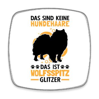 Wolfsspitz Glitzer deutscher Spitz Keeshond - Viereckiger Kühlschrankmagnet - Weiß - Vorne