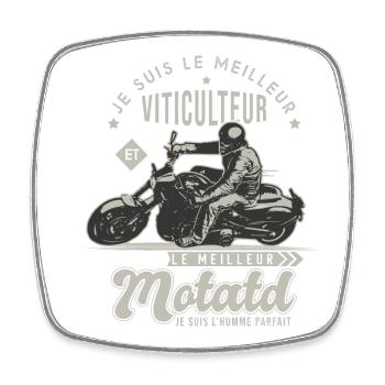Motard le meilleur viticulteur cadeau vigneron - Magnet carré - blanc - Devant