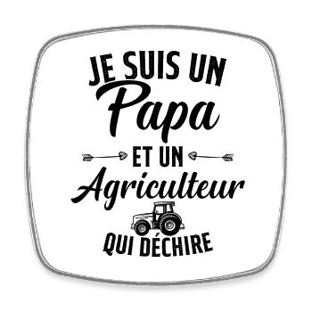 Papa et agriculteur qui déchire - Magnet carré - blanc - Devant