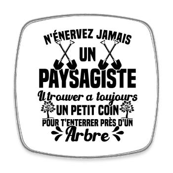 Paysagiste et jardinier cadeau humour - Magnet carré - blanc - Devant