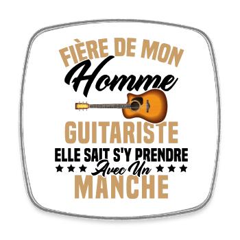 Fier de ma femme guitariste manche - Magnet carré - blanc - Devant