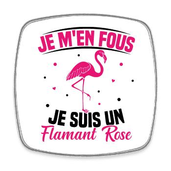 Je M’en Fous Je Suis Un Flamant Rose Humour - Magnet carré - blanc - Devant