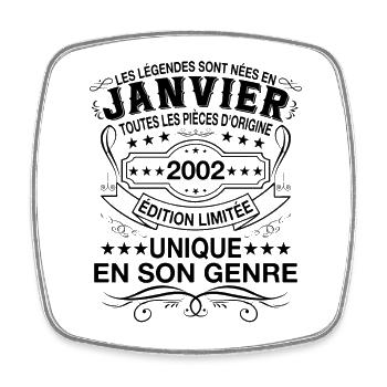 Les légendes sont nées en janvier 2002 cadeau - Magnet carré - blanc - Devant