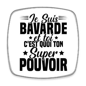 Fille Bavarde Phrase Drôle Super Pouvoir Cadeau - Magnet carré - blanc - Devant