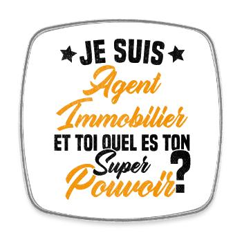 Super Agent Immobilier Humour Cadeau - Magnet carré - blanc - Devant