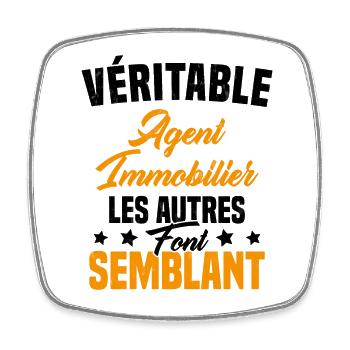 Véritable agent immobilier Cadeau Humour - Magnet carré - blanc - Devant
