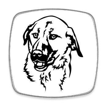 Kangal Kopf - Viereckiger Kühlschrankmagnet - Weiß - Vorne