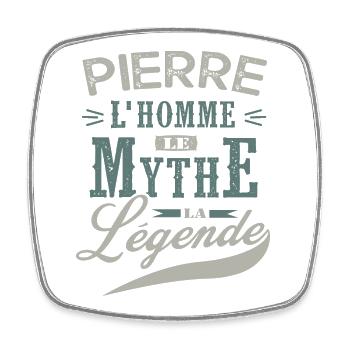 Pierre L homme le mythe la légende humour prénom - Magnet carré - blanc - Devant