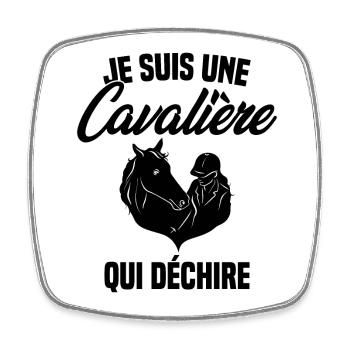 Je suis Une Cavalière Qui Déchire Chevaux Cadeau - Magnet carré - blanc - Devant