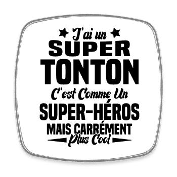 Super Héros Tonton Cool Humour Oncle - Magnet carré - blanc - Devant