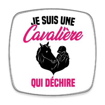 Je suis Une Cavalière Qui Déchire Chevaux Cadeau - Magnet carré - blanc - Devant