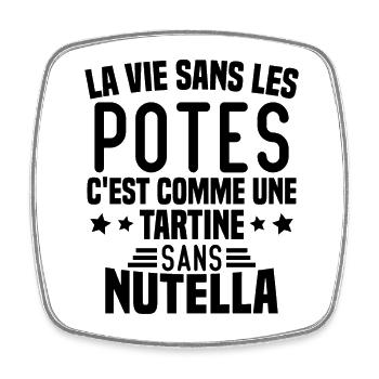 Tartine sans chocolat Humour Cadeau - Magnet carré - blanc - Devant