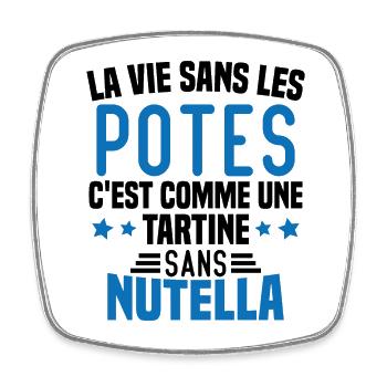 Tartine sans chocolat Humour Cadeau - Magnet carré - blanc - Devant