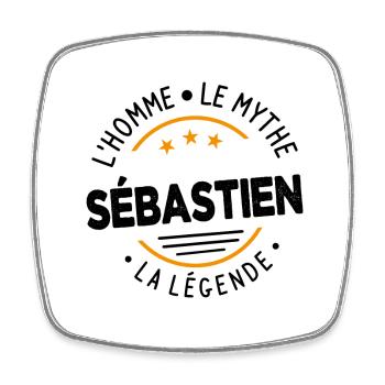 Sébastien L'Homme LeMythe La Légende Cadeau Humour - Magnet carré - blanc - Devant