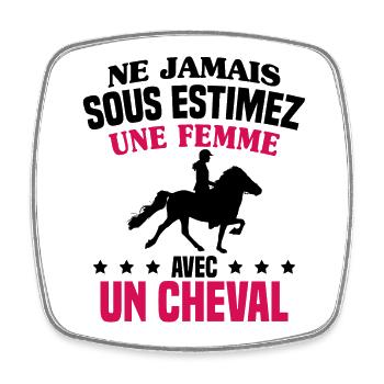 cadeau humour cheval / femme à cheval - Magnet carré - blanc - Devant
