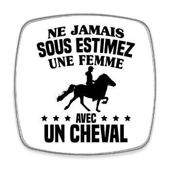 cadeau humour cheval / femme à cheval - Magnet carré - blanc - Devant