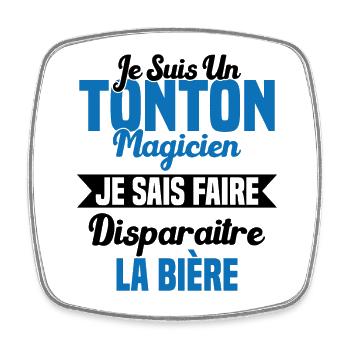 Tonton Magicien Apéro Drôle Bière - Magnet carré - blanc - Devant