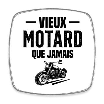 Vieux Motard Que Jamais - Magnet carré - blanc - Devant