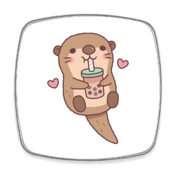 Süßer kleiner Otter liebt Bubble Tea - Viereckiger Kühlschrankmagnet - Weiß - Vorne