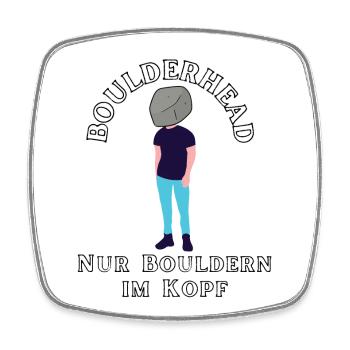 Boulderhead - Nur Bouldern im Kopf - Viereckiger Kühlschrankmagnet - Weiß - Vorne