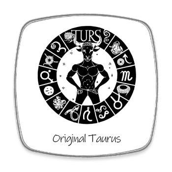 Signe du zodiaque Taureau 001 noir - Magnet carré - blanc - Devant