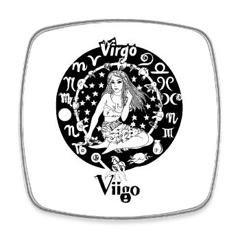 Signe du zodiaque Vierge 001 noir - Magnet carré - blanc - Devant