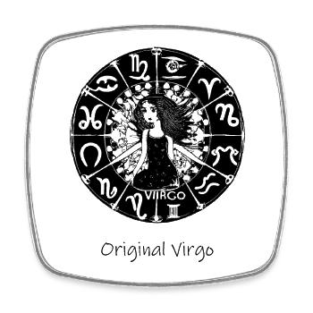 Zodiac sign Virgo 002 black - Square fridge magnet - white - Front