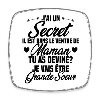 Tu as deviné je vais être grande soeur Humour - Magnet carré - blanc - Devant