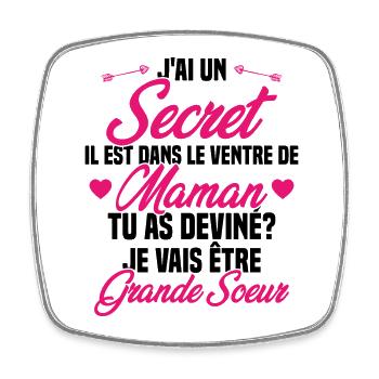 Tu as deviné je vais être grande soeur Humour - Magnet carré - blanc - Devant