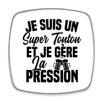 Super Tonton Biere Humour Alcool - Magnet carré - blanc - Devant