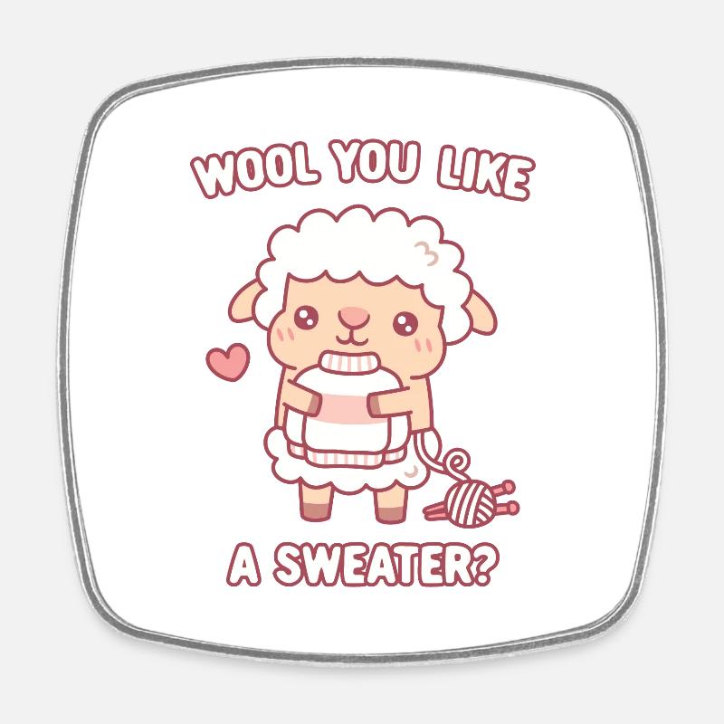 Laine de mouton mignonne que vous aimez un pull drôle - Magnet carré - blanc