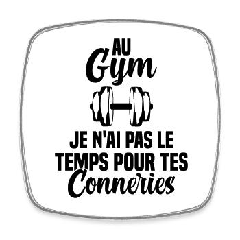 T-shirt Muscu / Bodybuilding - Au Gym - Magnet carré - blanc - Devant