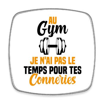 T-shirt Muscu / Bodybuilding - Au Gym - Magnet carré - blanc - Devant