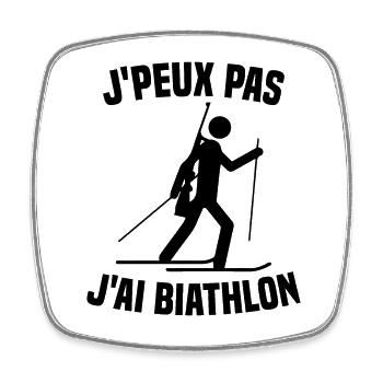 Je peux pas j'ai biathlon humour cadeau - Magnet carré - blanc - Devant