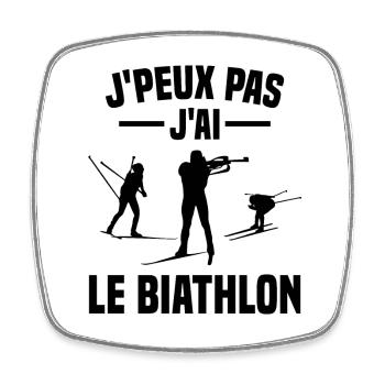 Je peux pas j'ai biathlon humour cadeau - Magnet carré - blanc - Devant