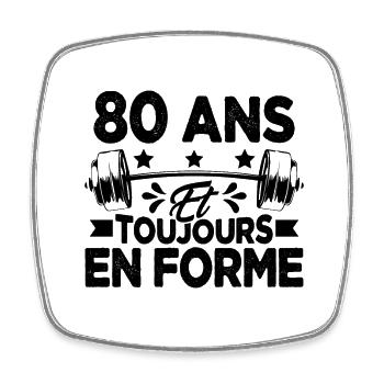 80 Ans et Toujours En Forme Gym Sport Muscu Cadeau - Magnet carré - blanc - Devant