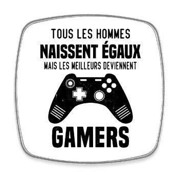 Meilleurs Hommes Sont Gamers Drôle Jeux Vidéo Geek - Magnet carré - blanc - Devant