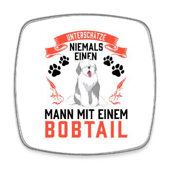 Mann mit Bobtail Old English Sheepdog - Viereckiger Kühlschrankmagnet - Weiß - Vorne