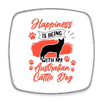 Australian Cattle Dog makes happy herding dog - Square fridge magnet - white - Front