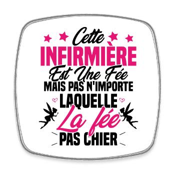 cette infirmière est une fée / humour infirmière - Magnet carré - blanc - Devant