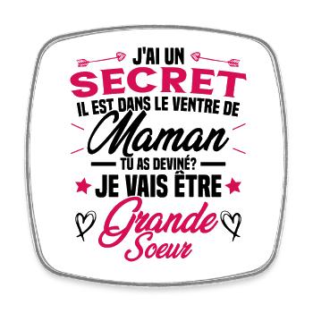 Tu as deviné je vais être grande soeur Humour - Magnet carré - blanc - Devant