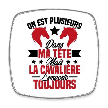 La Cavalière toujours Cadeau Humour Cheval - Magnet carré - blanc - Devant