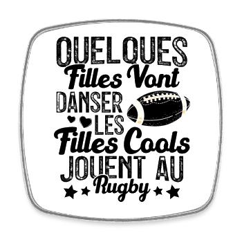 Joueur De Rugby Cool Filles Cool Jouent Au Rugby - Magnet carré - blanc - Devant
