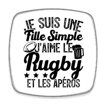 Femme Joueur De Rugby Cool Filles Rugby Et Apéros - Magnet carré - blanc - Devant